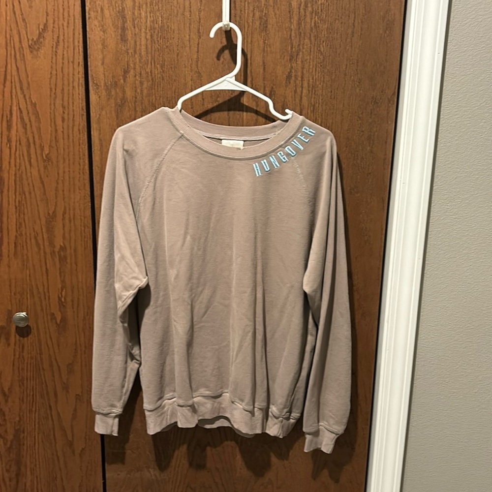 Barstool Sports Tan Hungover Distressed Crew Neck